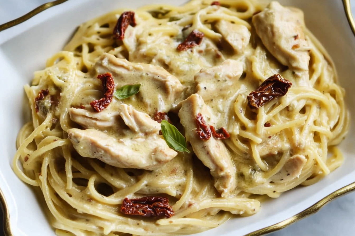 Espaguetis crémeux au poulet