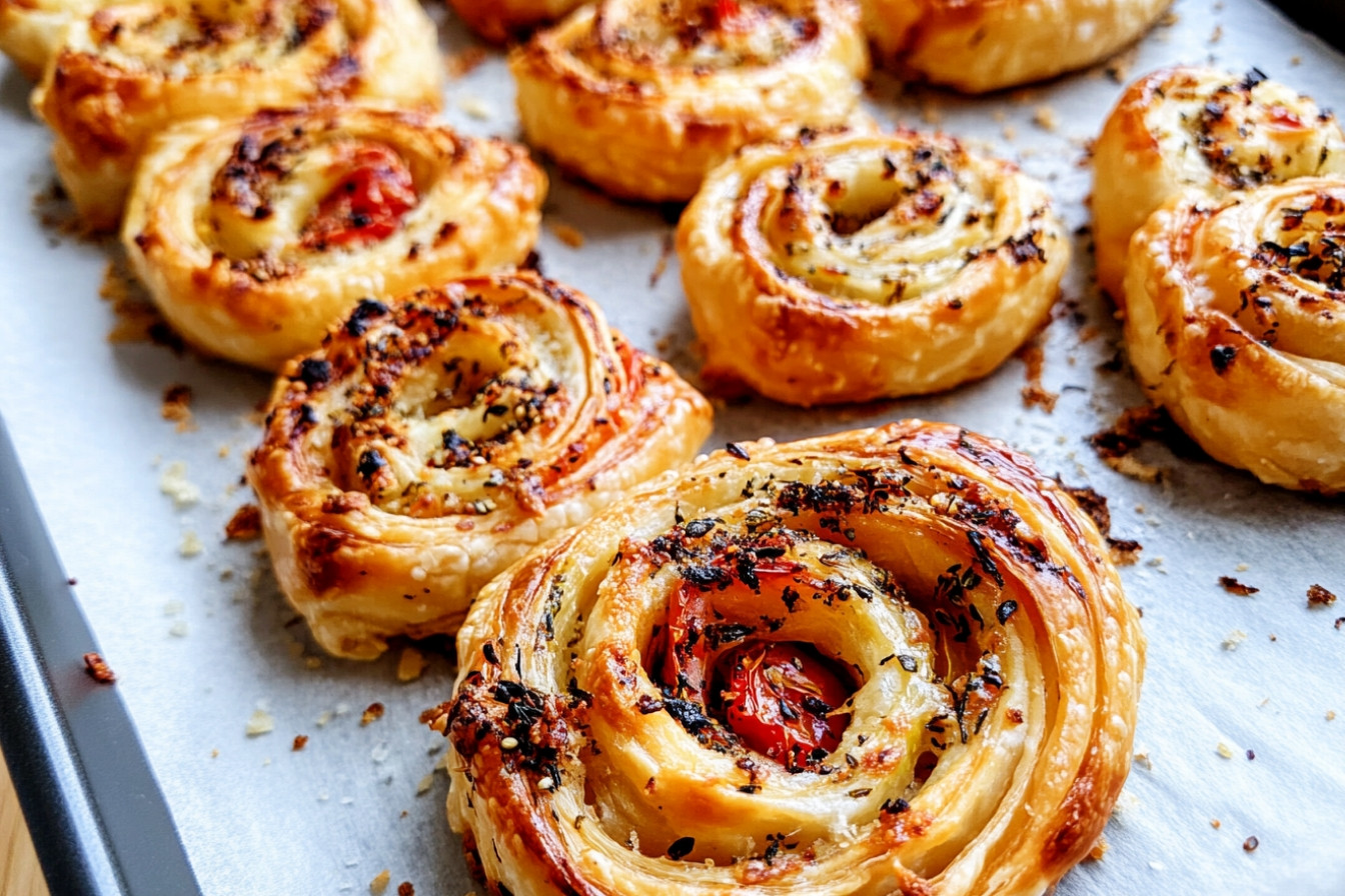 Espirales de pâte feuilletée tomate