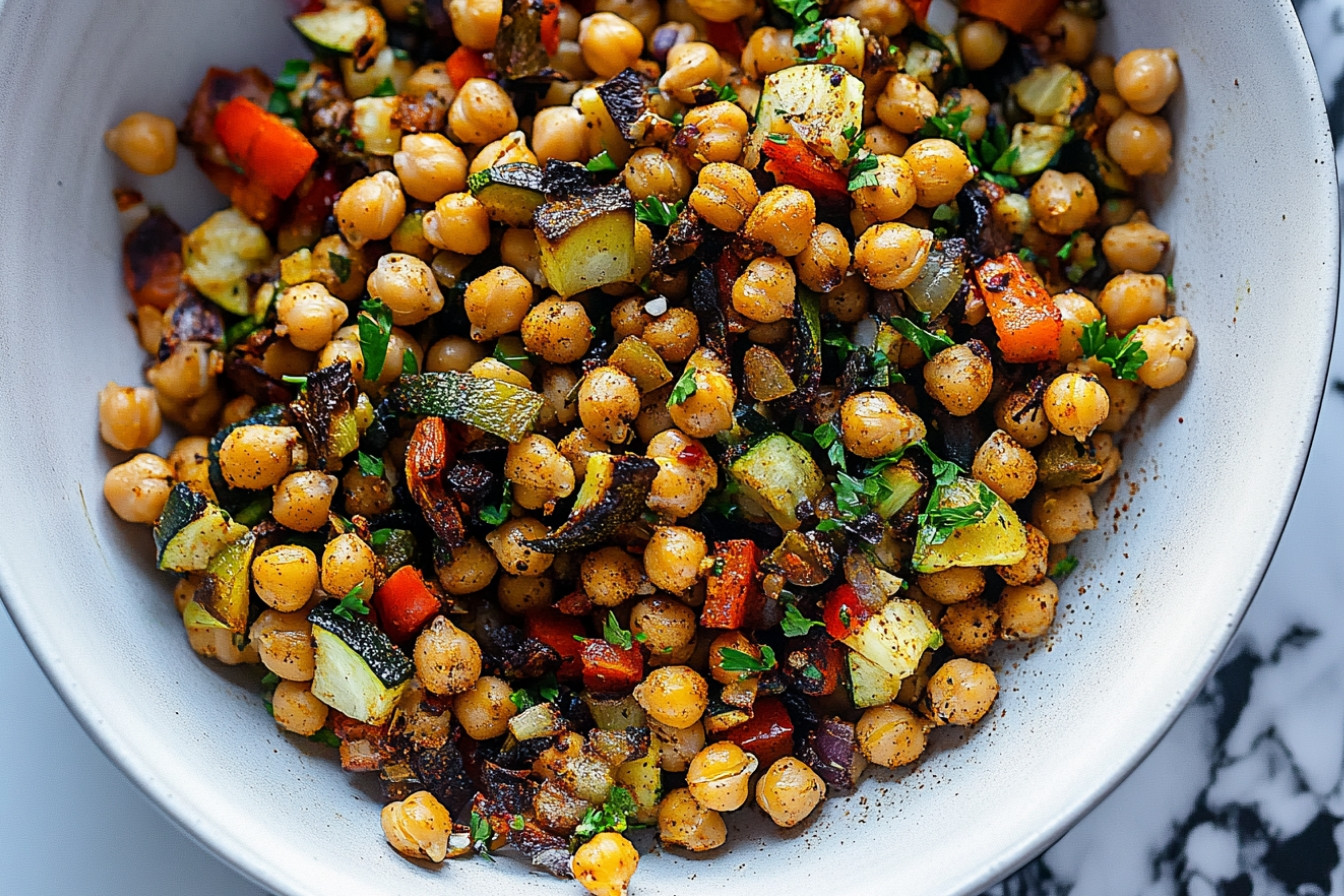 Garbanzos aux légumes airfryer