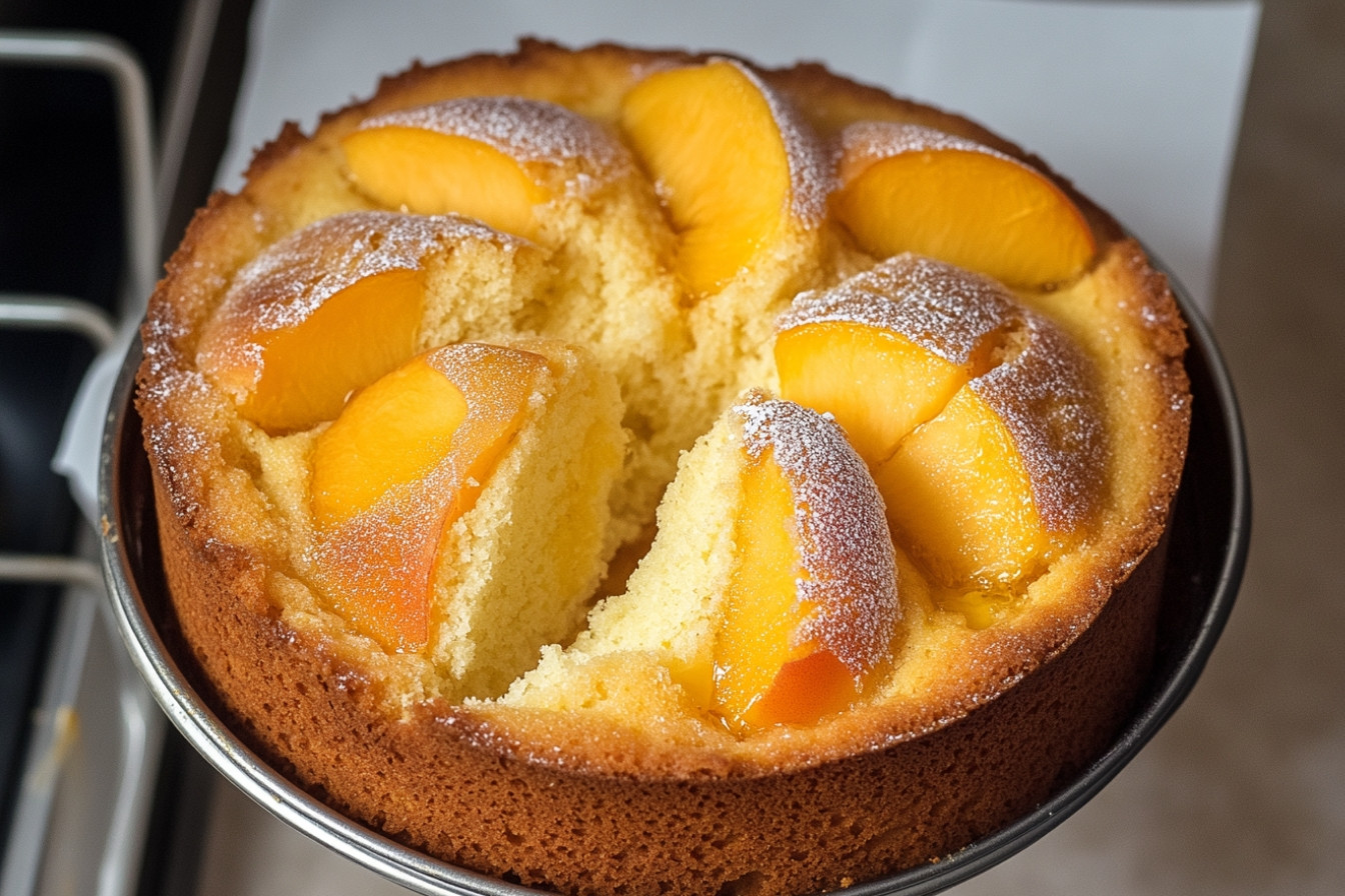 Gâteau aux pêches facile