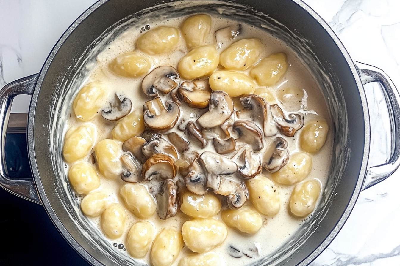 Gnocchis à la sauce champignons