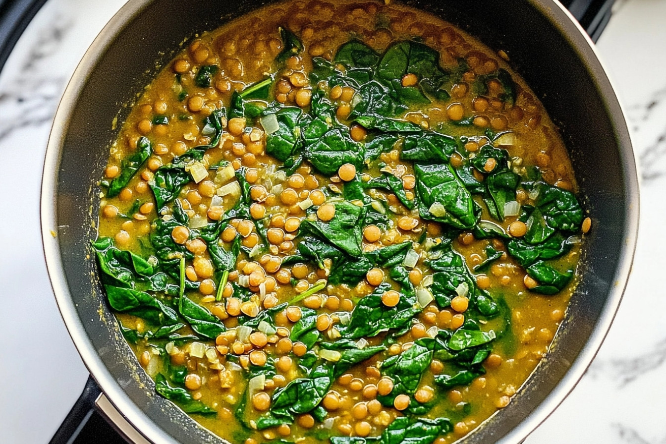 Lentilles épinards au curry