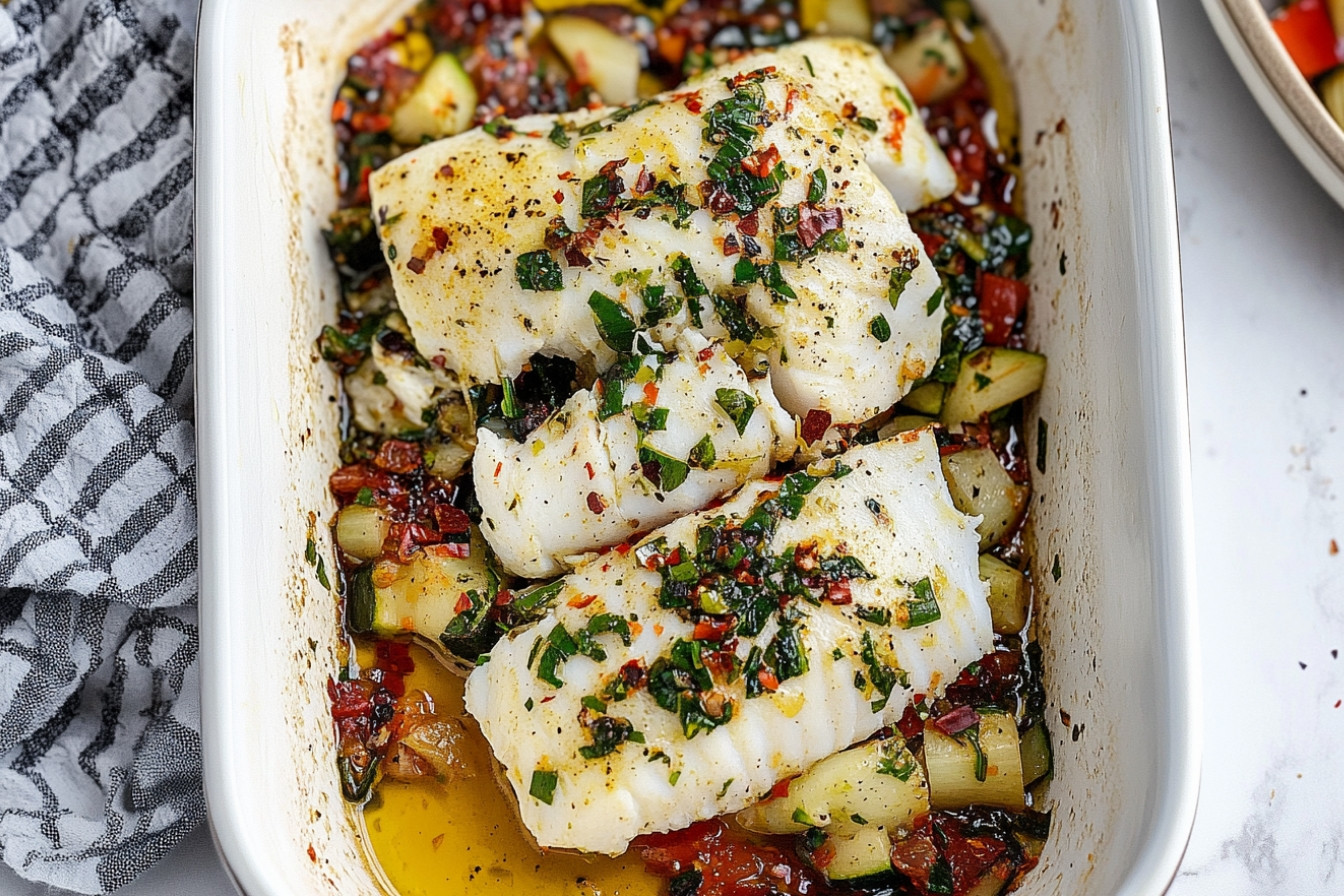Merluza aux légumes à l'air fryer