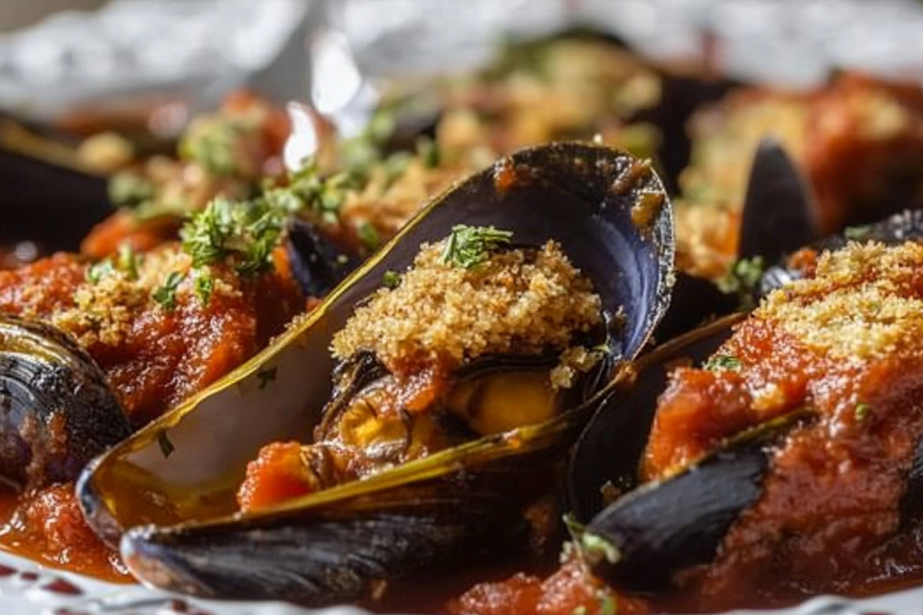 Moules farcies à la sauce tomate
