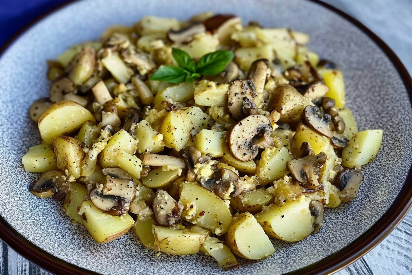 Omelette de pommes de terre et champignons