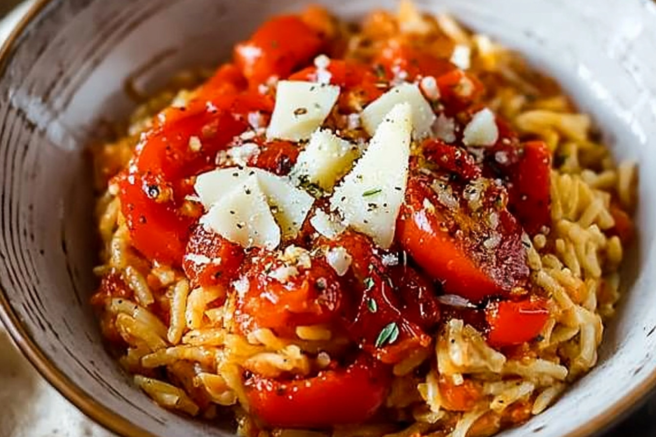 Pastasotto de tomate et poivrons
