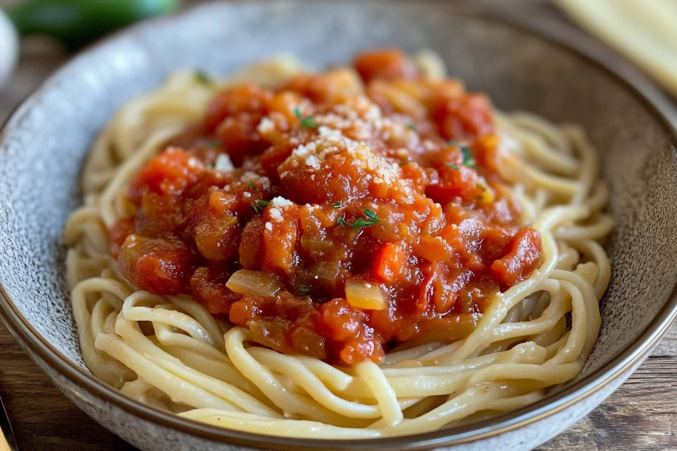 Pâtes au pisto d'aubergine