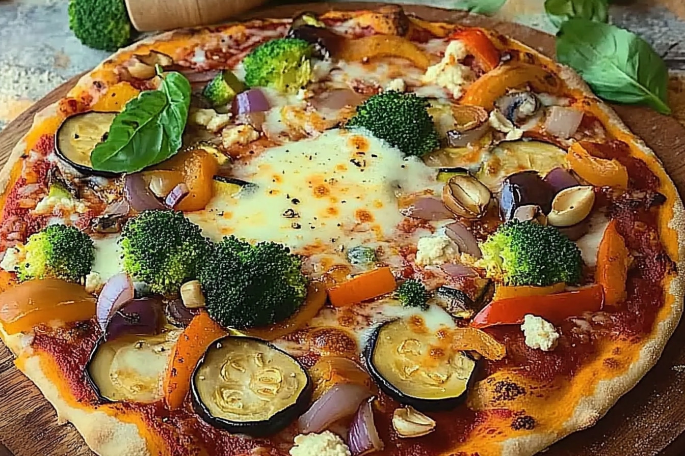 Pizza végétarienne aux légumes frais