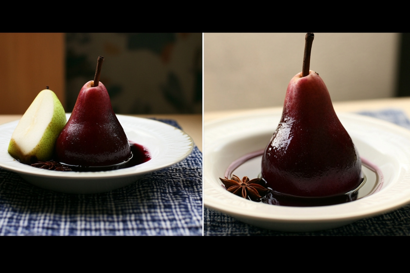 Poires au vin rouge et cannelle