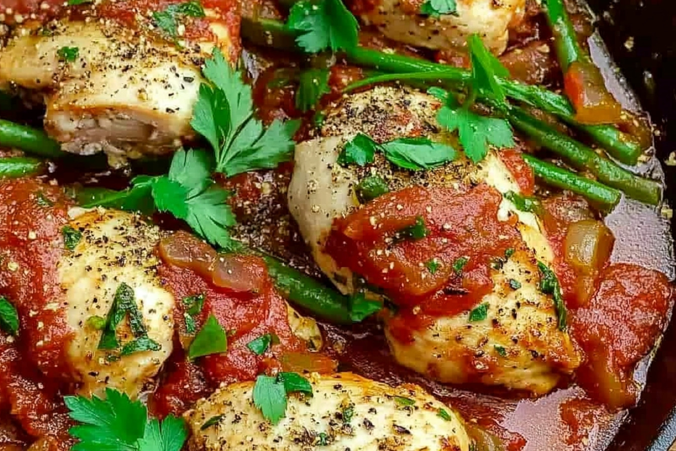 Poulet à la poêle sauce tomate