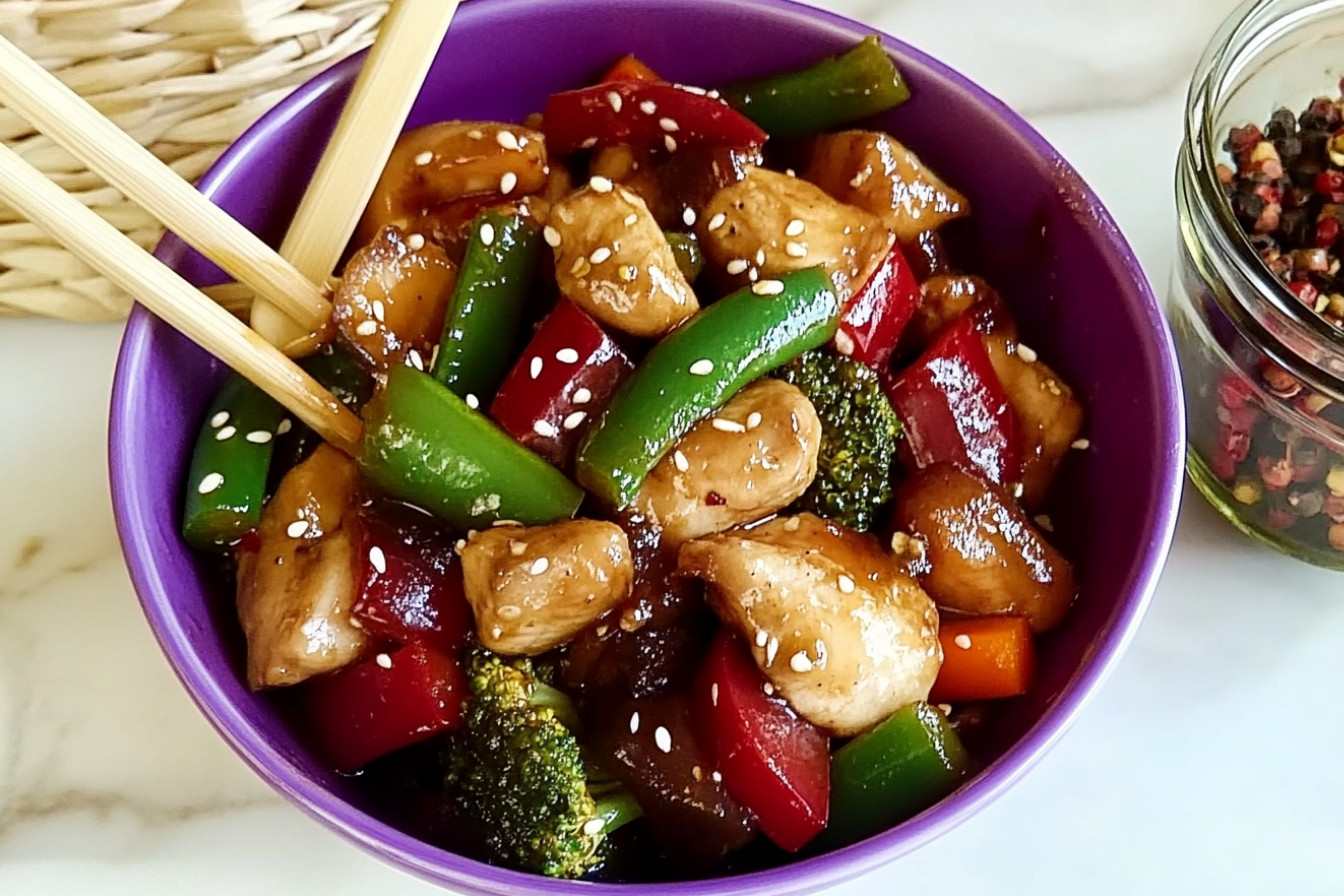 Poulet sauté aux légumes asiatiques