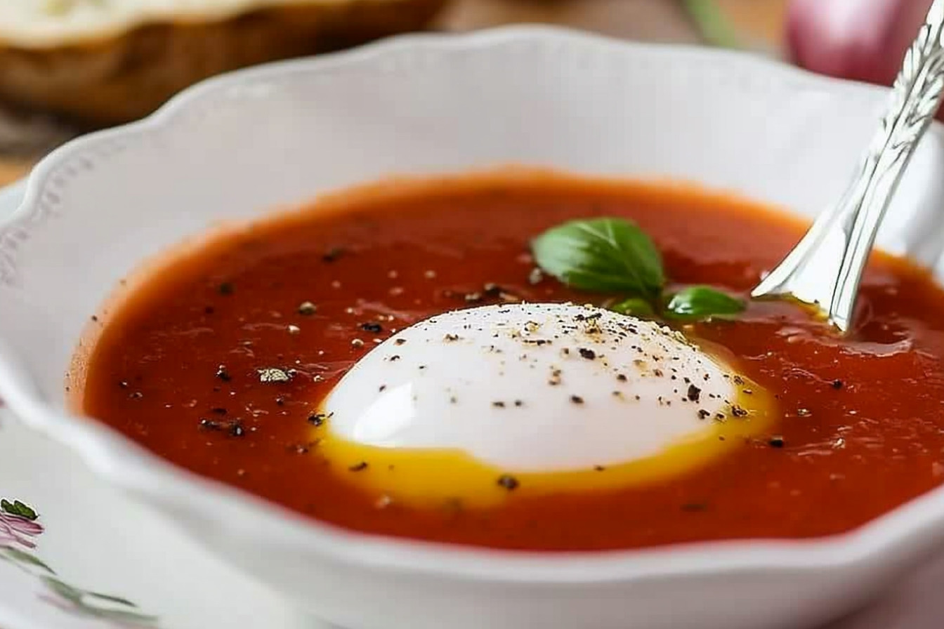 Purée de tomate avec œuf