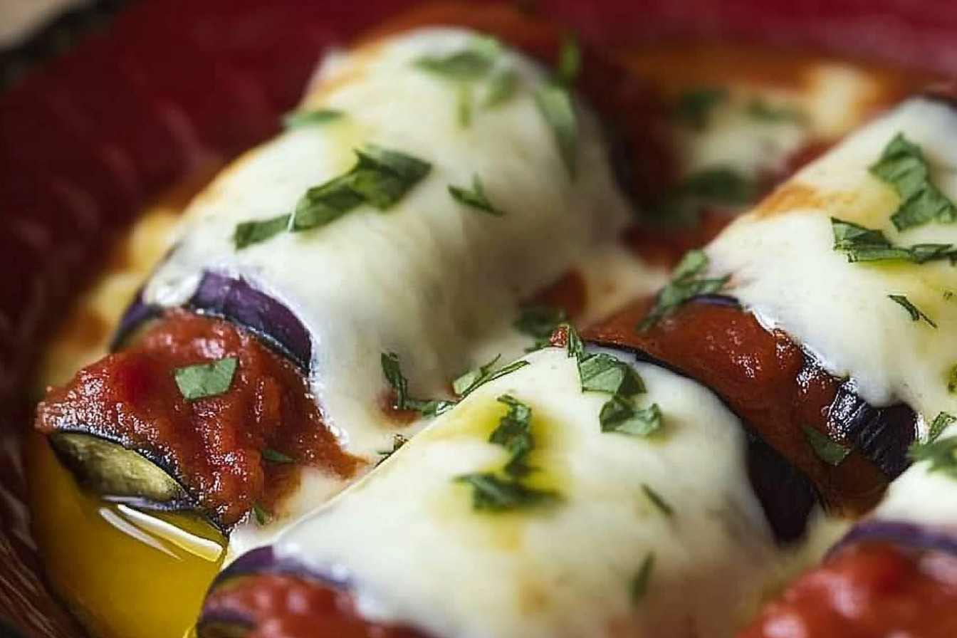Rollitos de berenjena gratinés