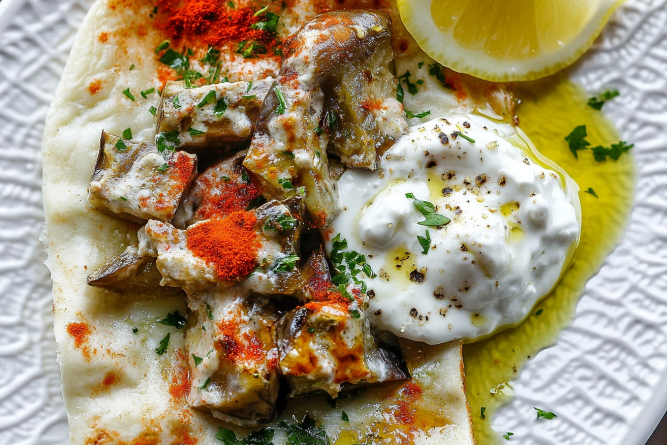 Salade d'aubergine rôtie au yaourt