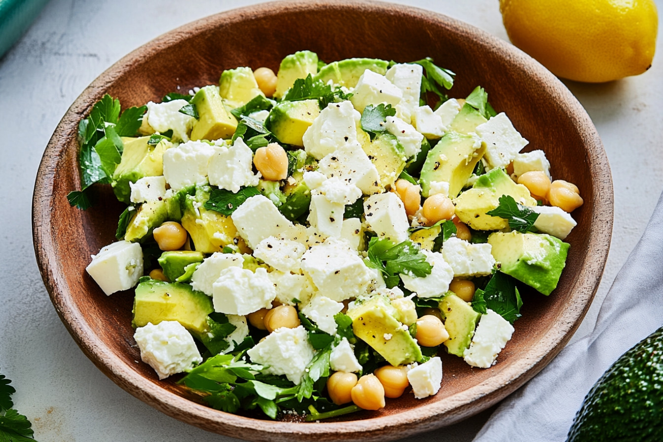 Salade de feta, avocat et pois chiches