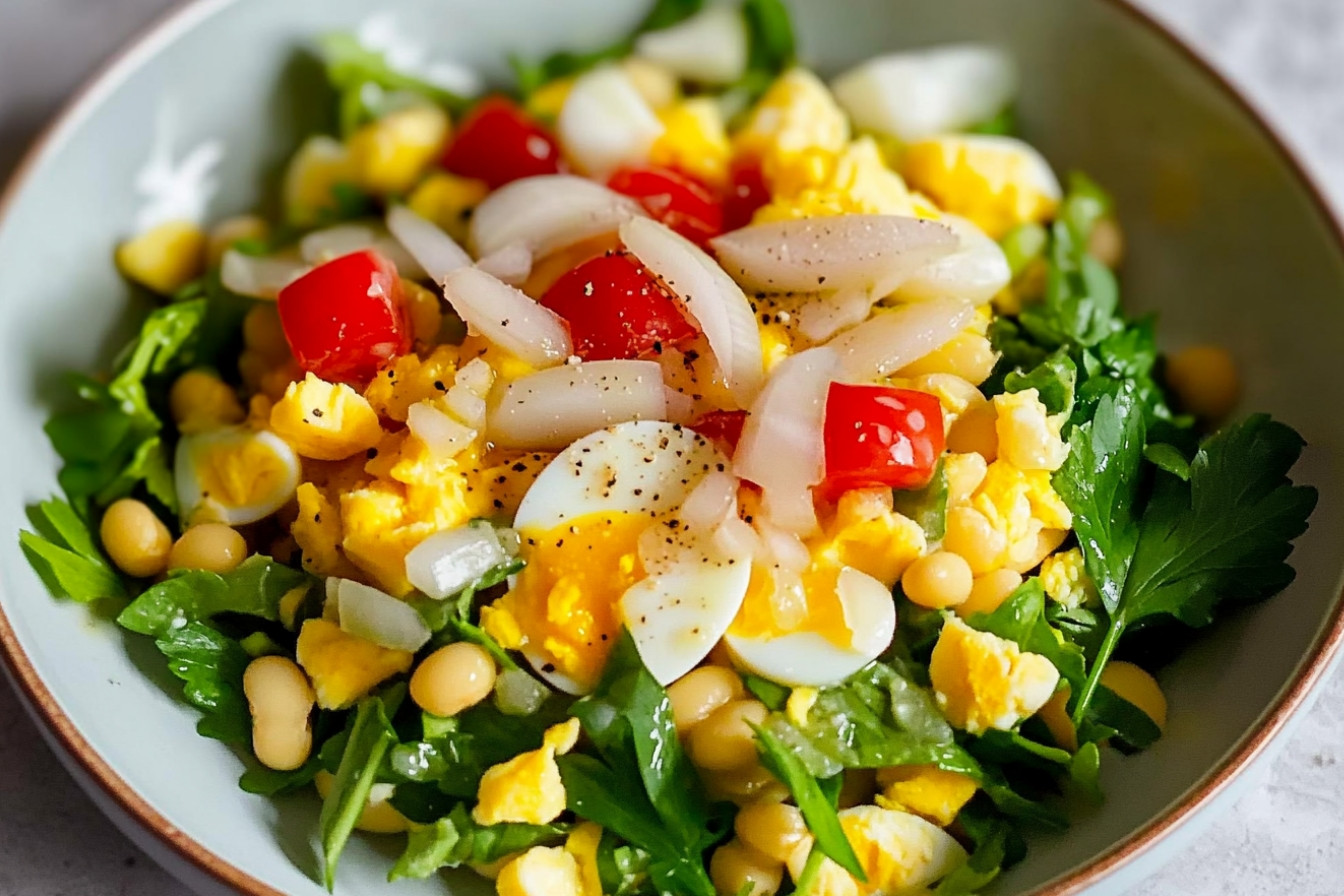 Salade de haricots blancs et œuf