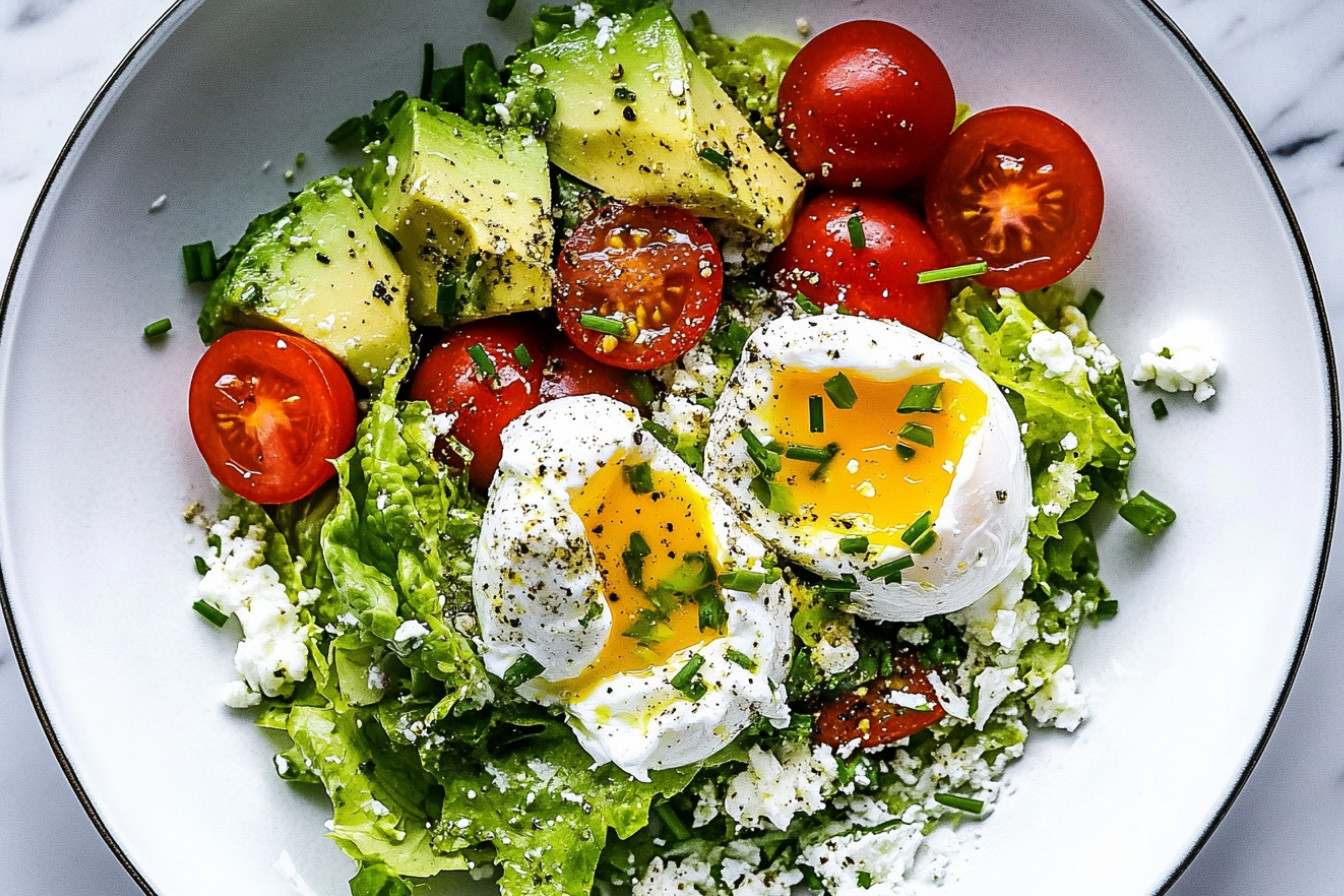 Salade facile avec œuf poché