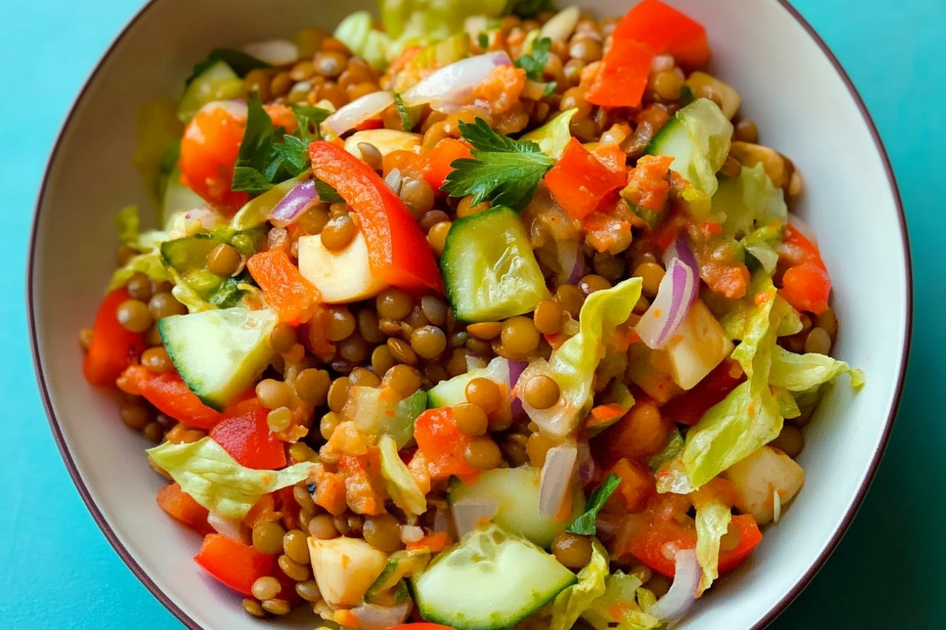 Salade facile de lentilles et concombre