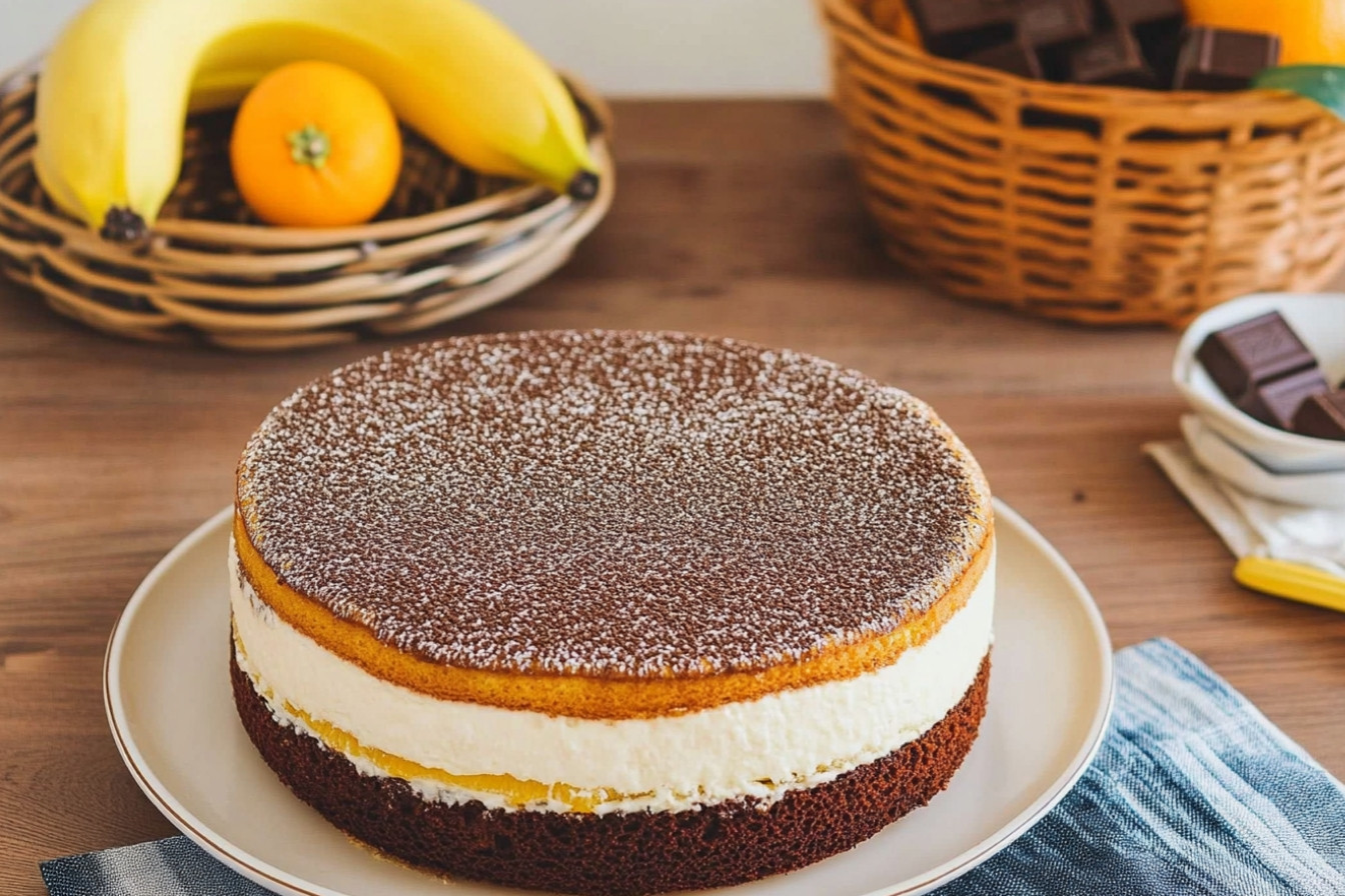 Tarte banane, chocolat et orange