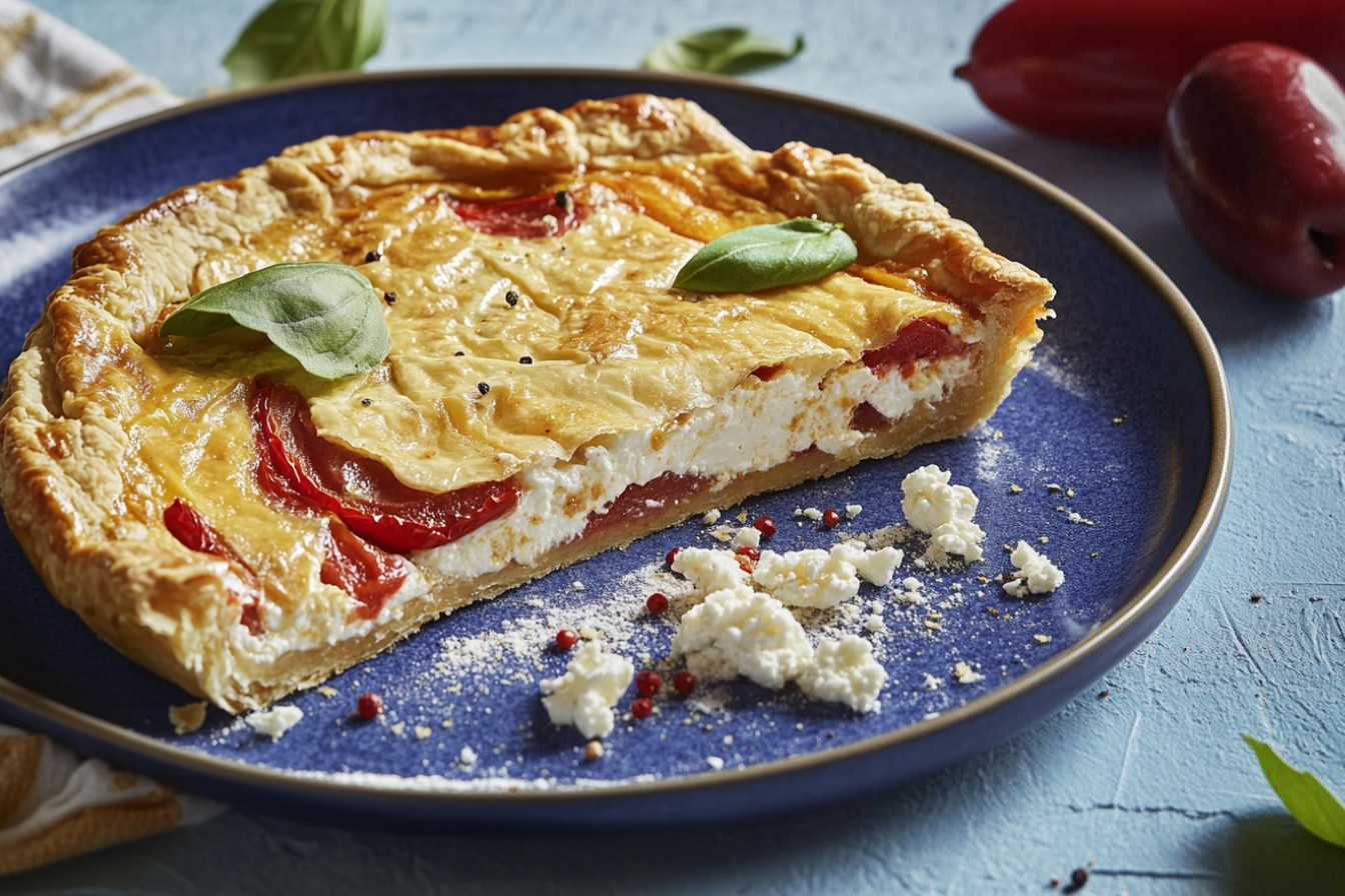 Tarte rustique aux olives et basilic