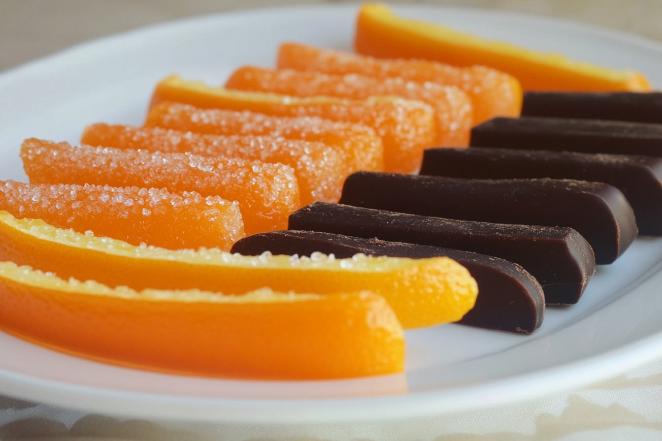 Tiras d'orange confite chocolatées