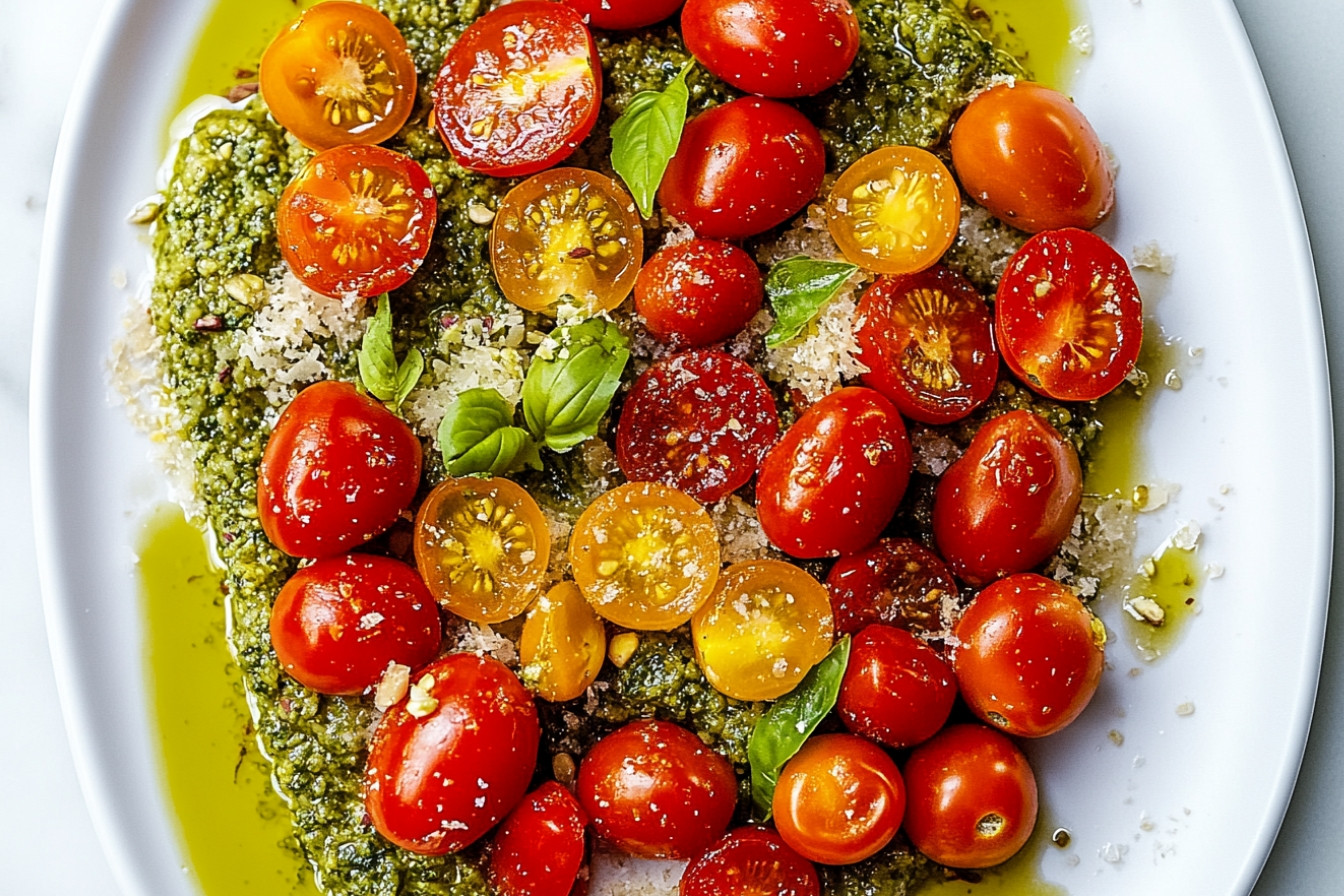 Tomates cerises au pesto de pistaches