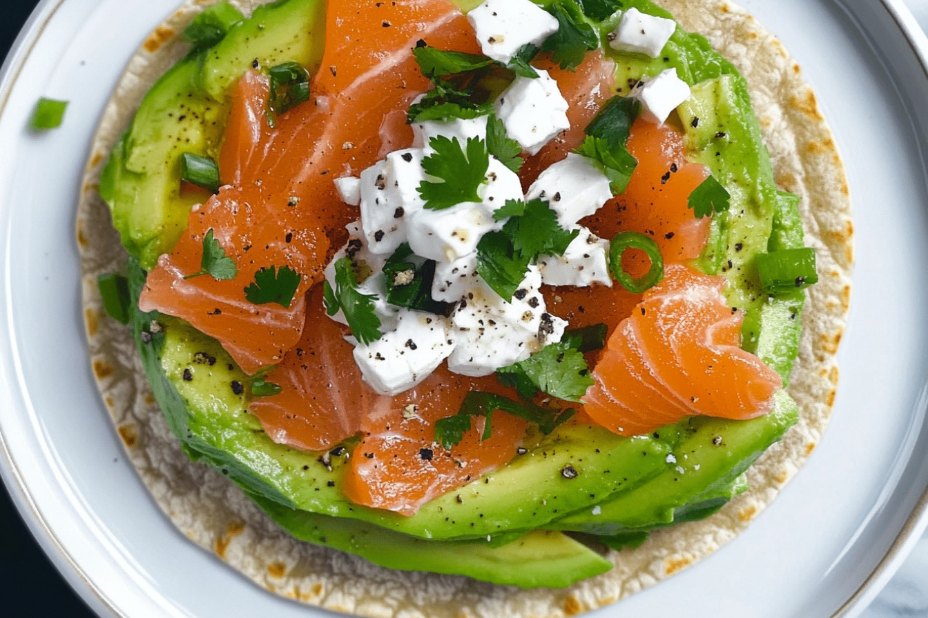 Tortilla croustillante avocat saumon