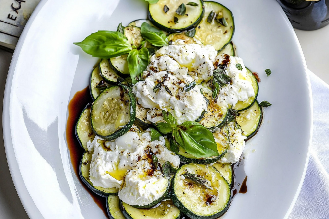 Zucchini au burrata et herbes