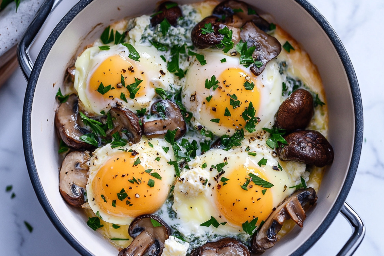 œufs gratinés aux champignons gorgonzola